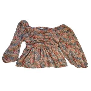 American Eagle Women's Floral Long-Sleeve Blouse